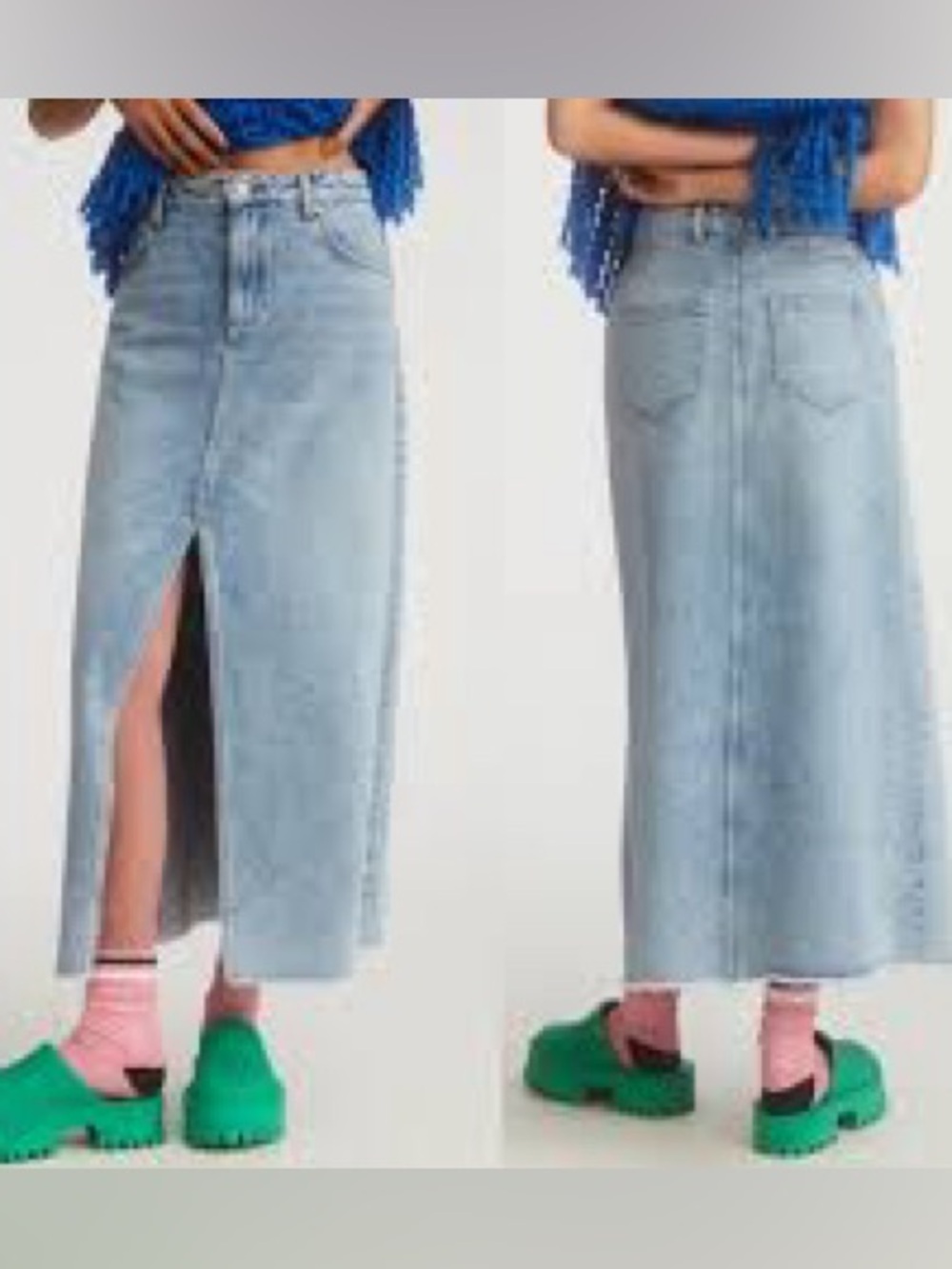 Anthropologie Pilcro The Madi Front Slit Denim Midi Skirt